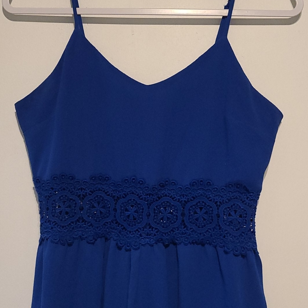 Blue lace detail romper